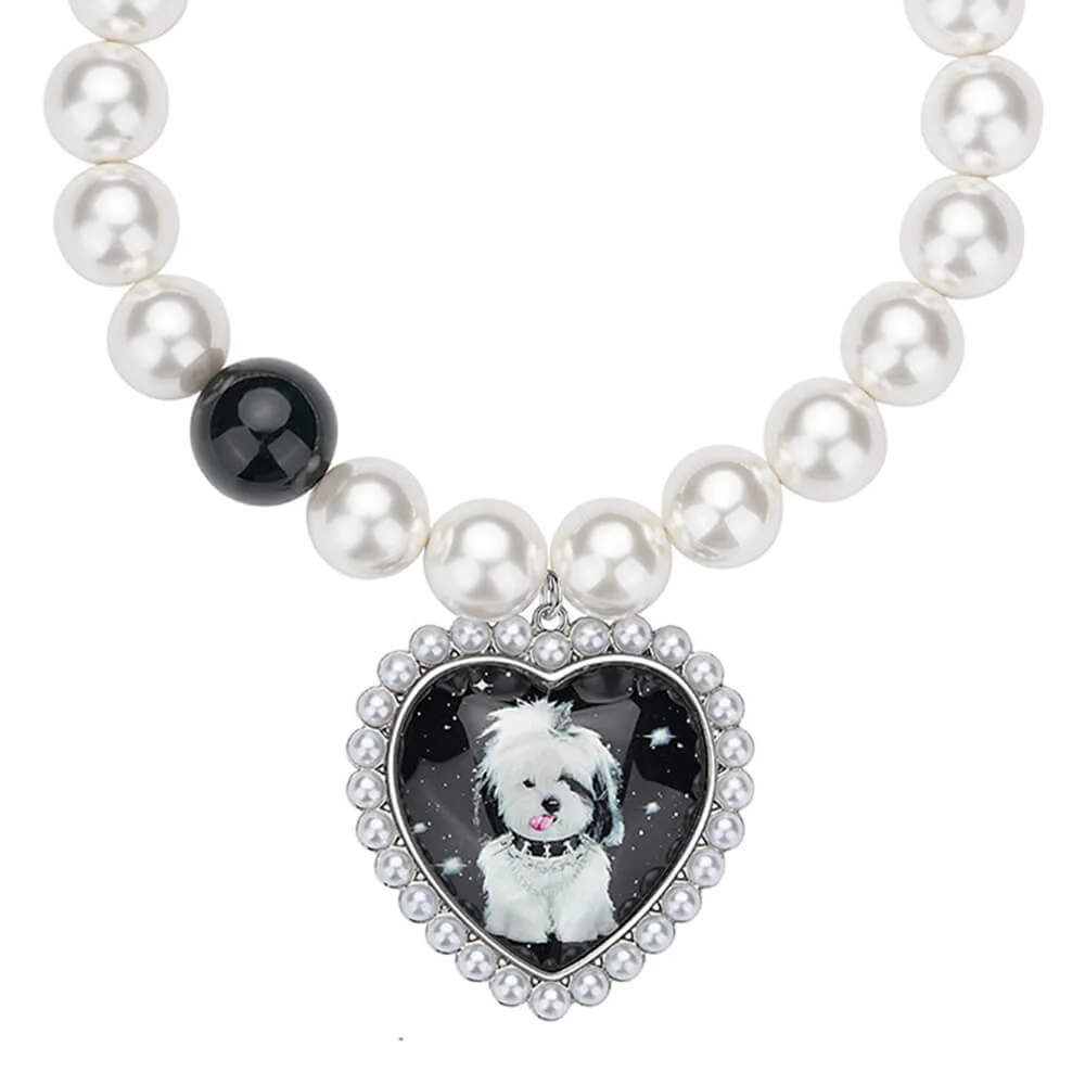 Puppy Heart Charm Pearl Necklace — view 1 Puppy Heart Charm Pearl Necklace — view 1