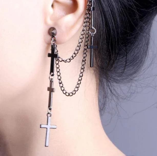 Grunge Cross Earrings — view 1 Grunge Cross Earrings — view 1