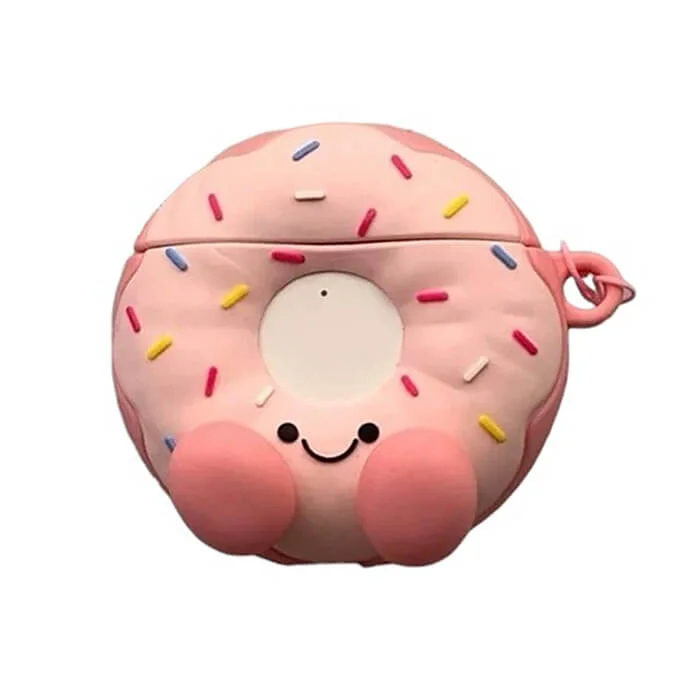 Pink Frosted Donut AirPods Case — view 1 Pink Frosted Donut AirPods Case — view 1