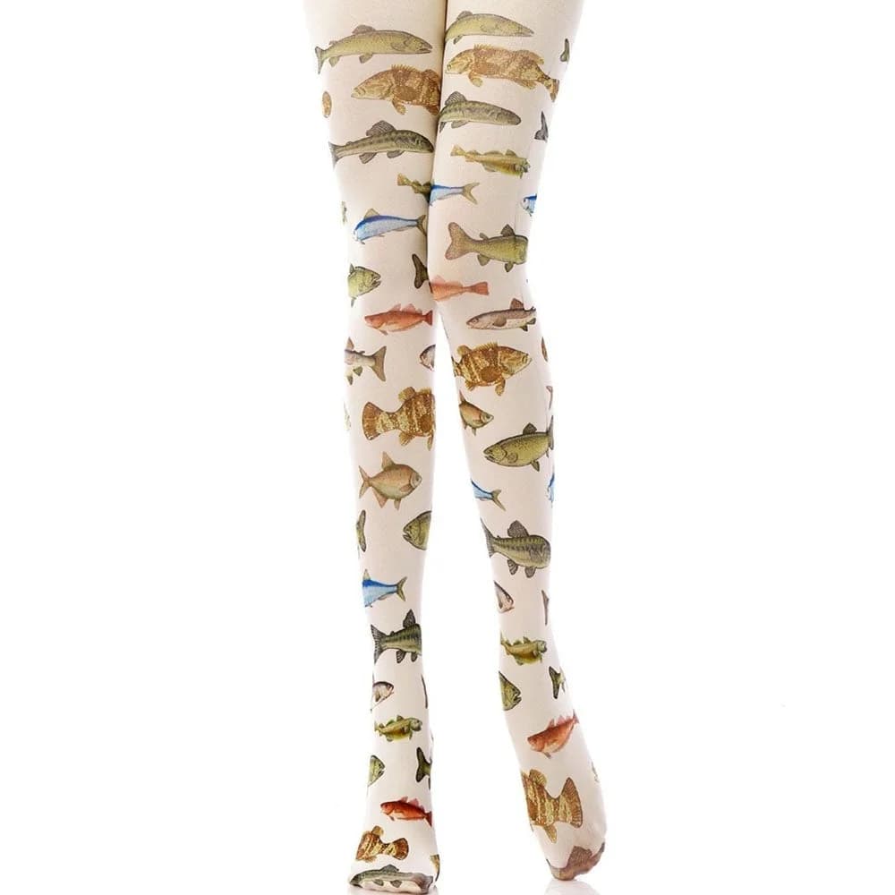 Fish Print Tights — view 1 Fish Print Tights — view 1