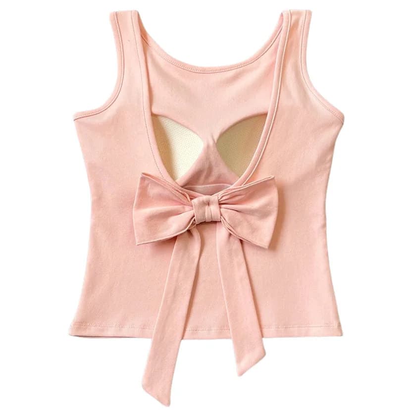 Blush Built-In Cup Bow Top — view 2 Blush Built-In Cup Bow Top — view 2