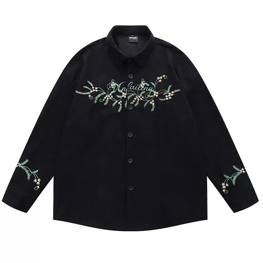 Earthcore Aesthetic Floral Button-Up Shirt — view 2 Earthcore Aesthetic Floral Button-Up Shirt — view 2