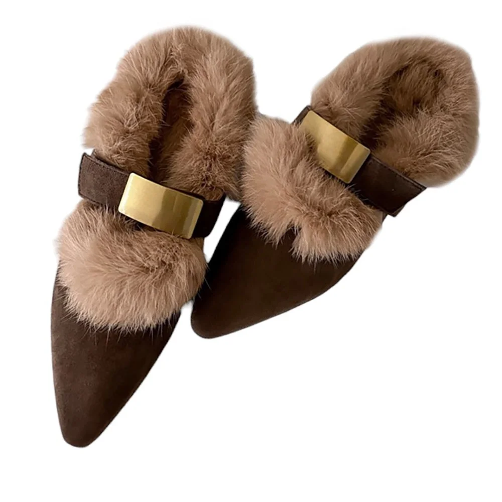 Pointed-Toe Faux Fur Mules — view 2 Pointed-Toe Faux Fur Mules — view 2