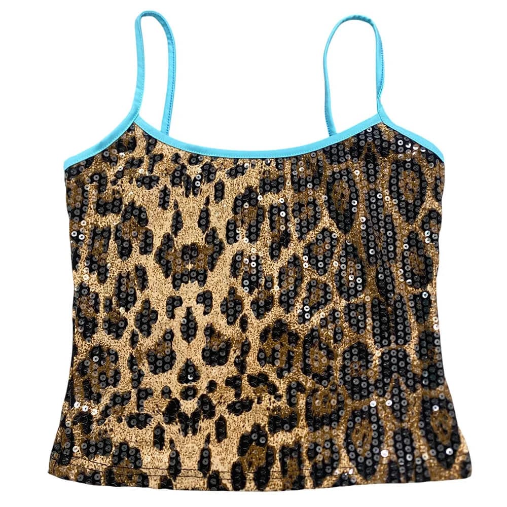 Y2K Leopard Print Sequin Tank Top — view 1 Y2K Leopard Print Sequin Tank Top — view 1
