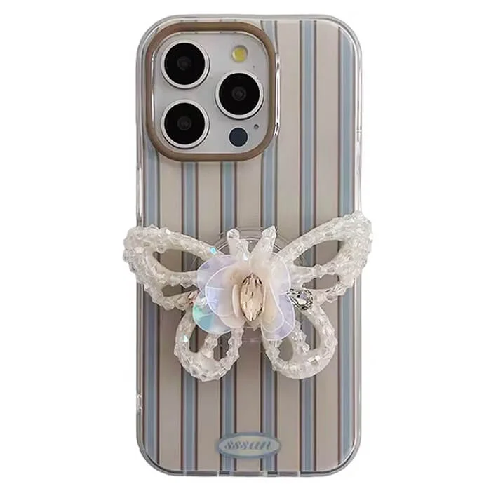 Fairy Butterfly Striped iPhone Case — view 1 Fairy Butterfly Striped iPhone Case — view 1