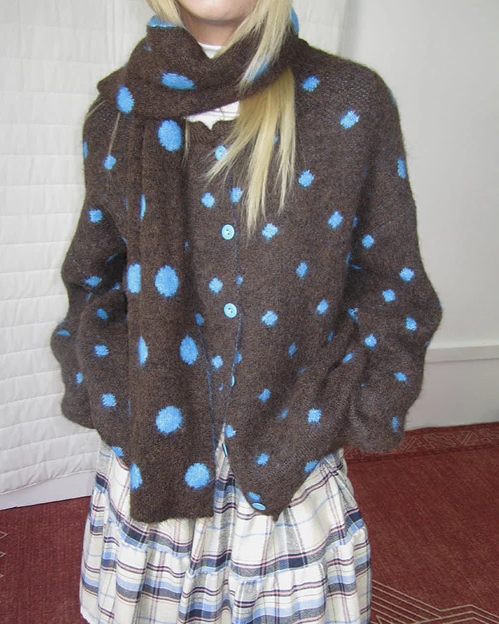 Coffee Break Polka Dot Cardigan — view 2 Coffee Break Polka Dot Cardigan — view 2