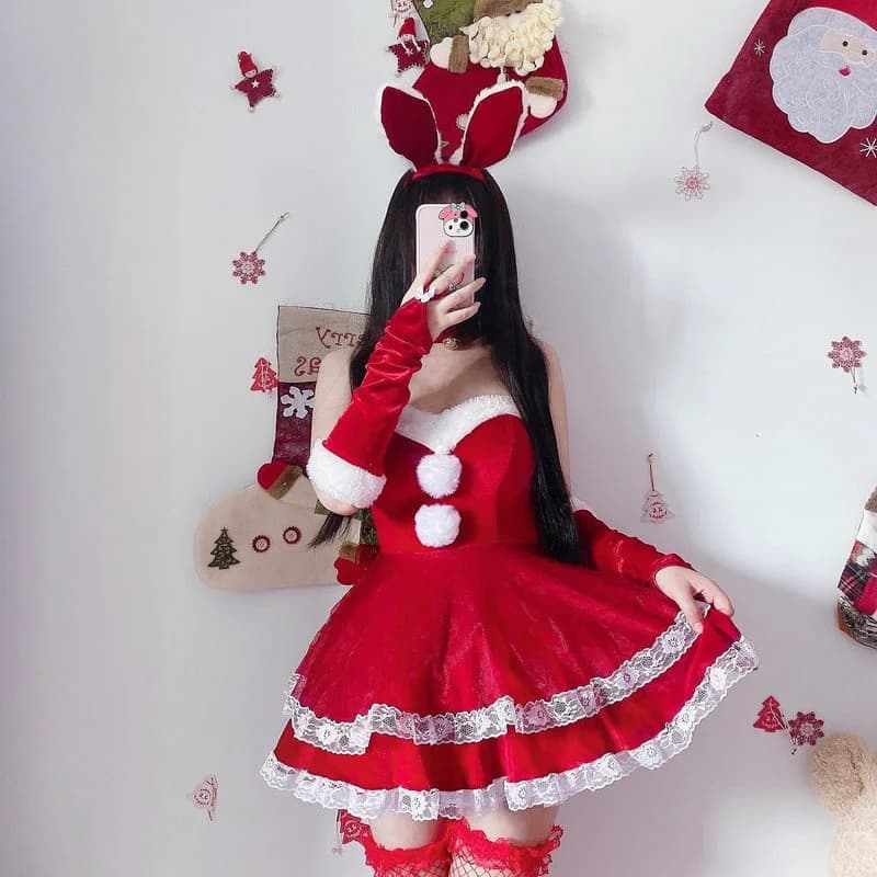 Luxury Santa Bunny Dress Set — view 2 Luxury Santa Bunny Dress Set — view 2