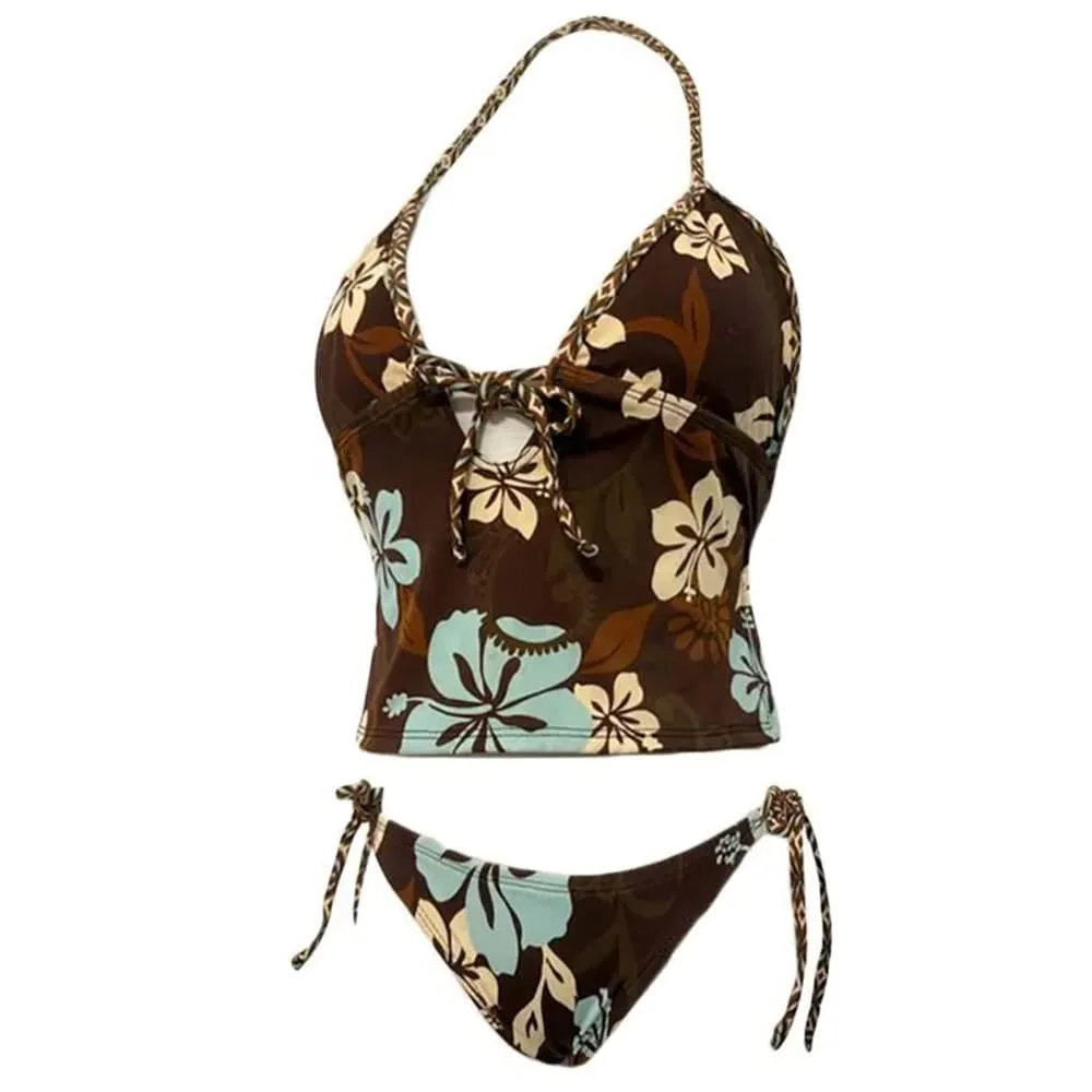 Tropical Flowers Coconut Girl Aesthetic Bikini Set — view 1 Tropical Flowers Coconut Girl Aesthetic Bikini Set — view 1