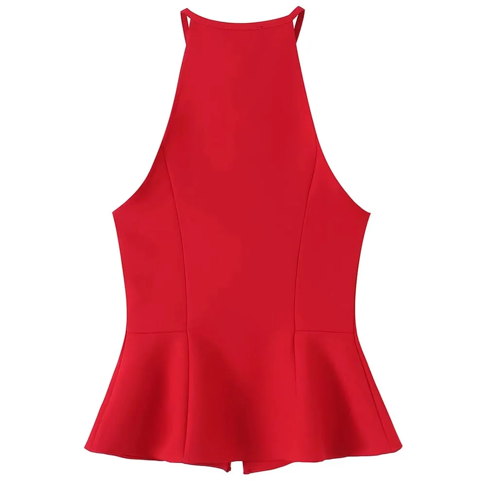 Meet Me In Paris Halter Peplum Top — view 2 Meet Me In Paris Halter Peplum Top — view 2