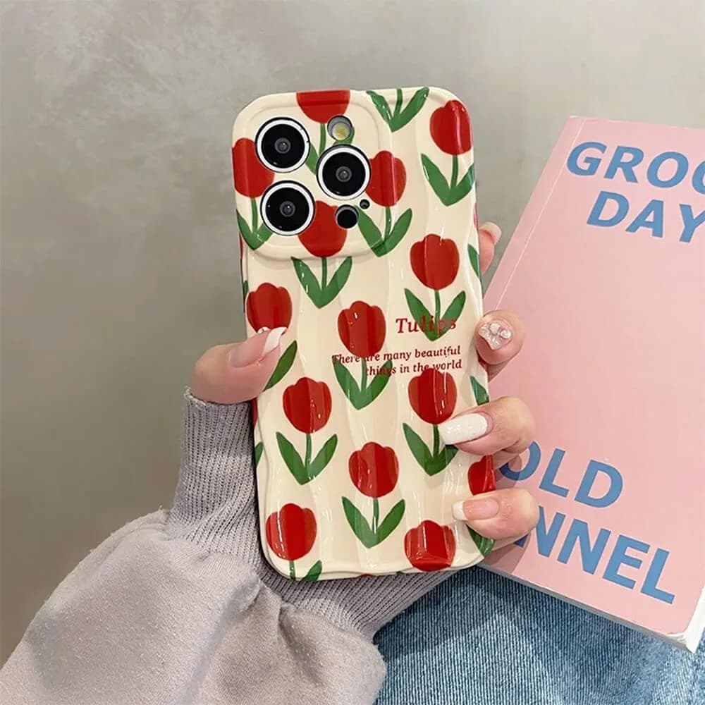 Red Tulips iPhone Case — view 2 Red Tulips iPhone Case — view 2