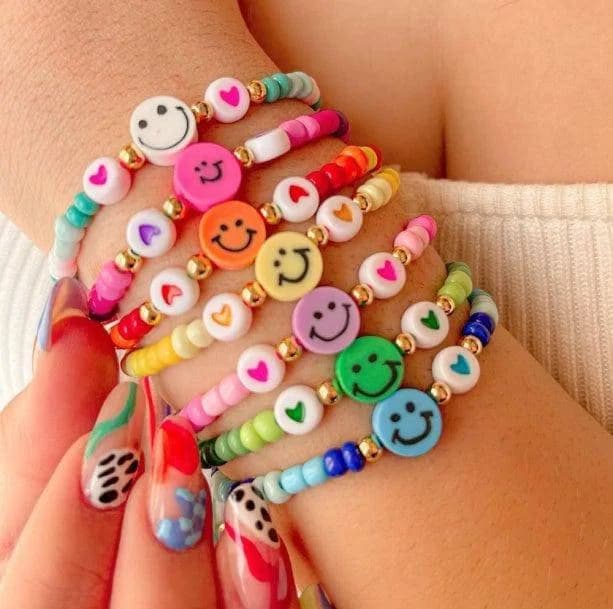 Set of 7 Smiley Face Bracelets — view 1 Set of 7 Smiley Face Bracelets — view 1