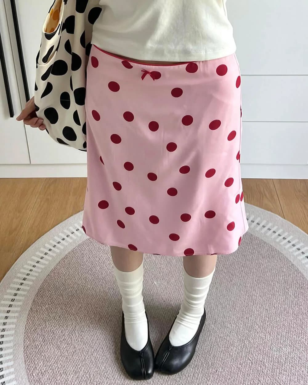 French Kiss Polka Dot Knee-Length Skirt — view 2 French Kiss Polka Dot Knee-Length Skirt — view 2