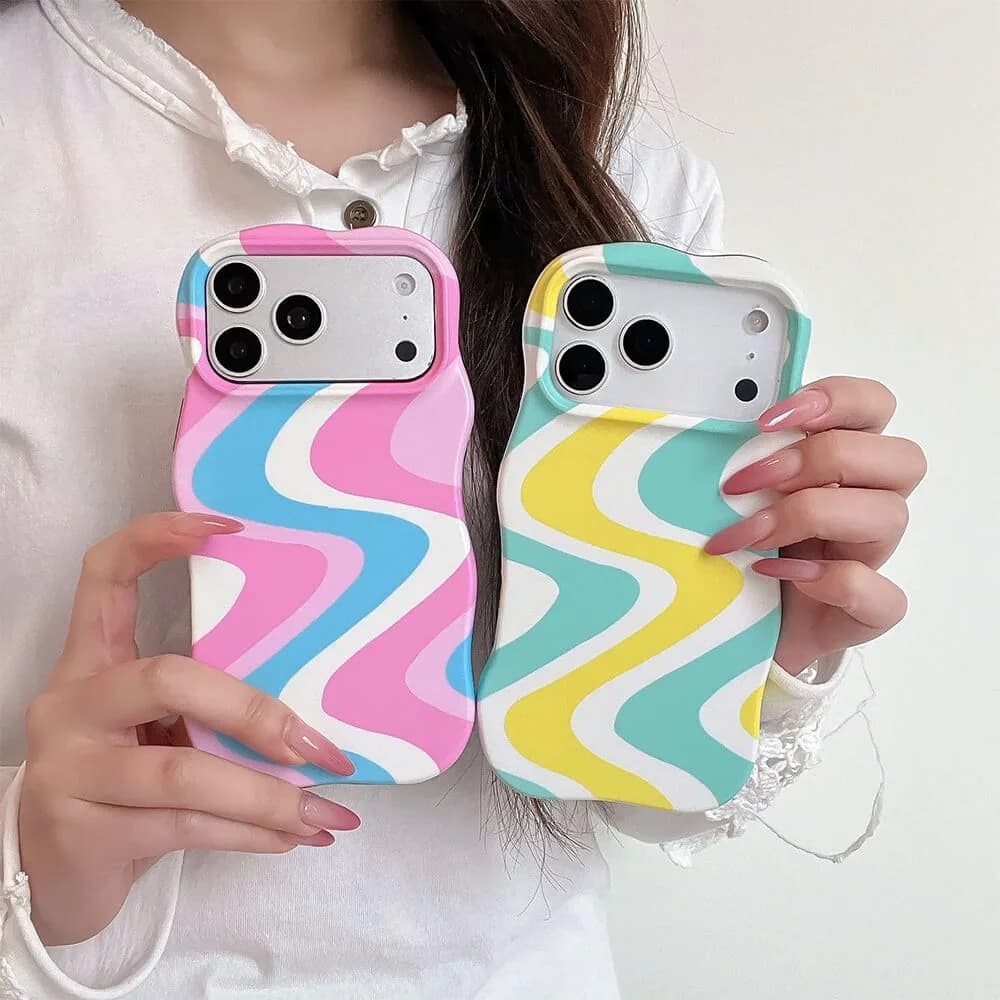 Dopamine Aesthetic Wavy Stripe iPhone Case — view 2 Dopamine Aesthetic Wavy Stripe iPhone Case — view 2