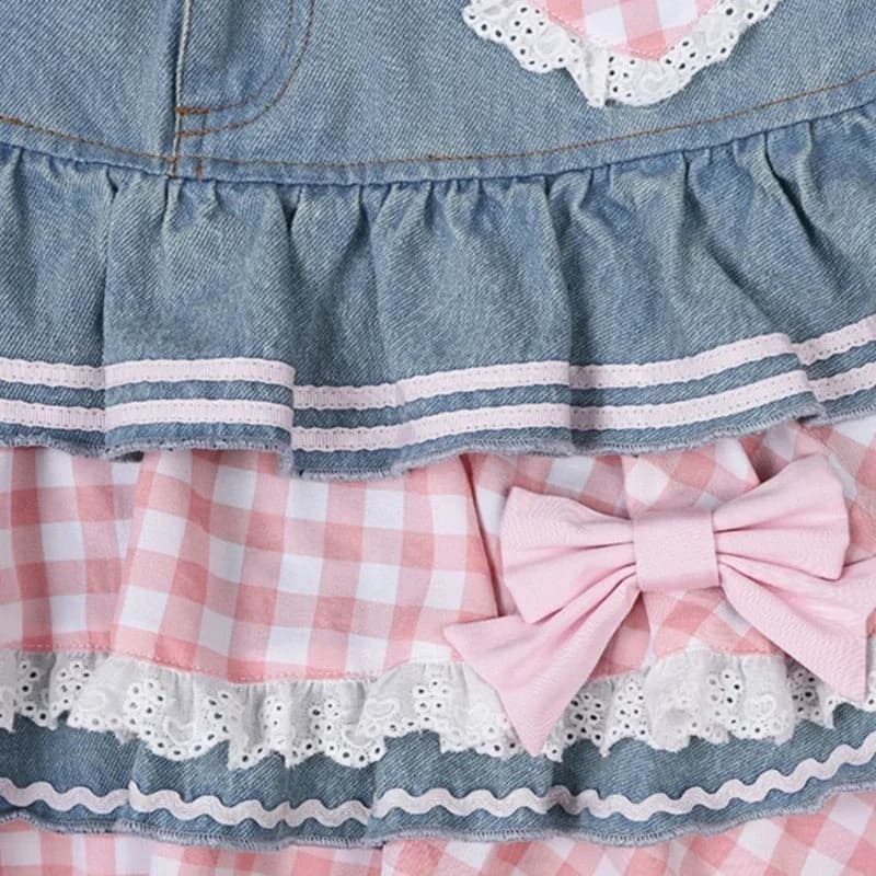 Gingham & Denim Ruffled Skirt — view 2 Gingham & Denim Ruffled Skirt — view 2