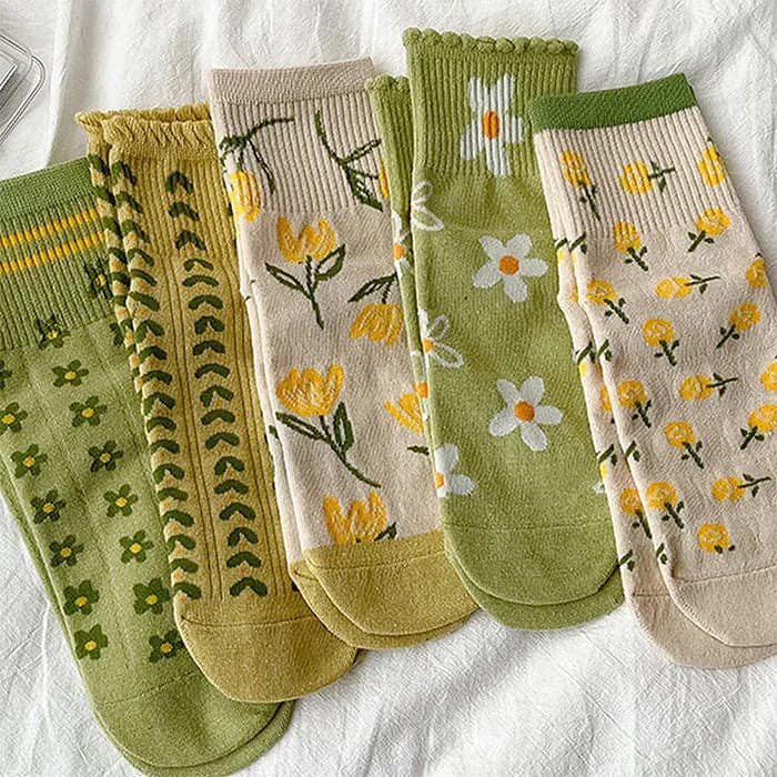 Flower Pattern 5 Pack Socks — view 1 Flower Pattern 5 Pack Socks — view 1