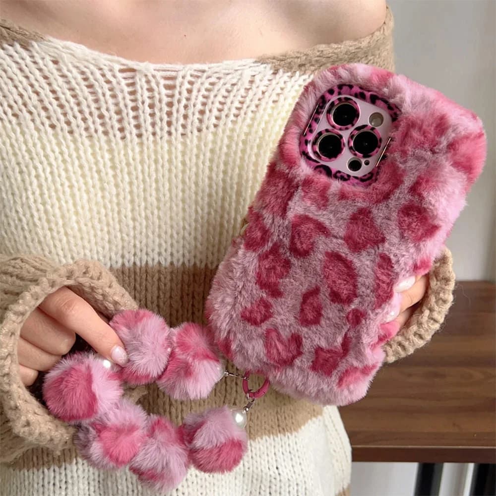 Y2K Leopard Fluffy iPhone Case — view 2 Y2K Leopard Fluffy iPhone Case — view 2