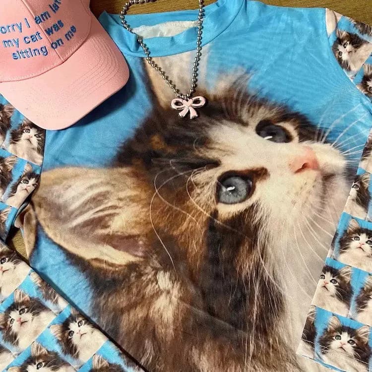 Cats Everywhere Graphic Long Sleeve — view 2 Cats Everywhere Graphic Long Sleeve — view 2