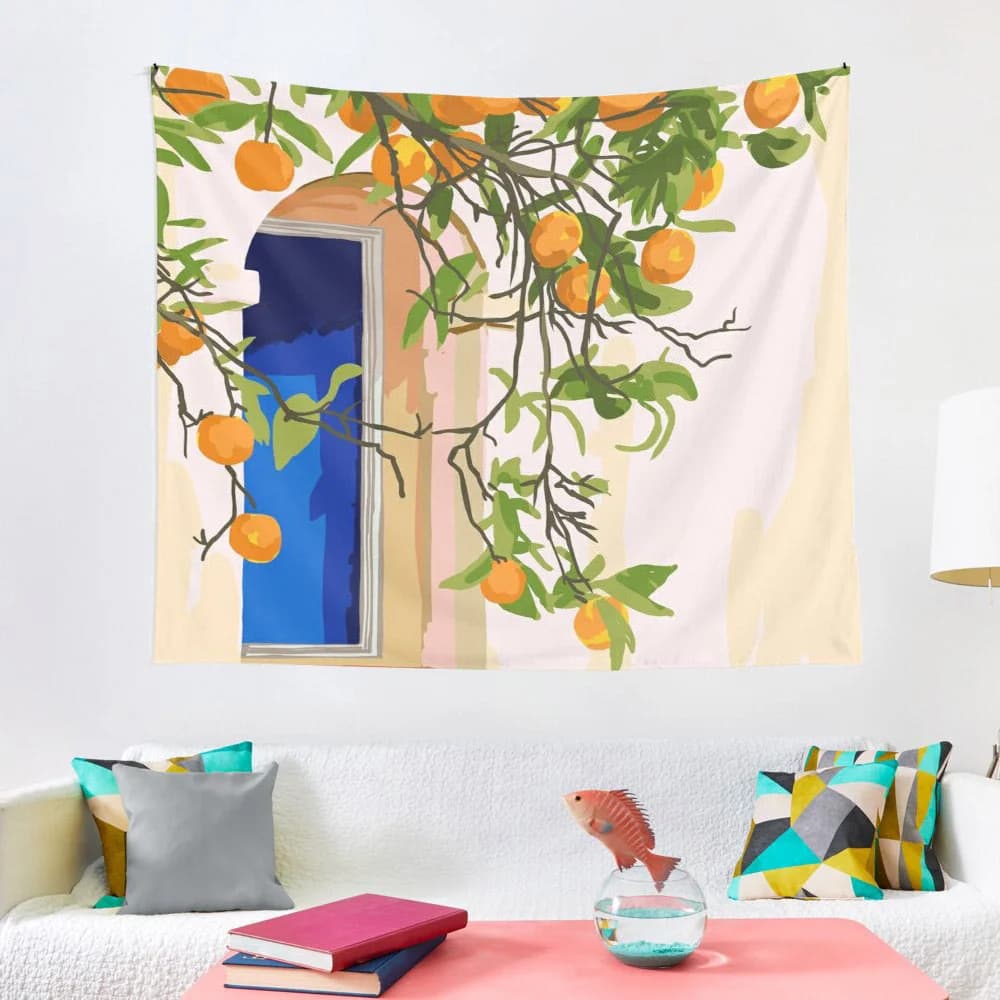 Mediterranean House Wall Tapestry — view 2 Mediterranean House Wall Tapestry — view 2