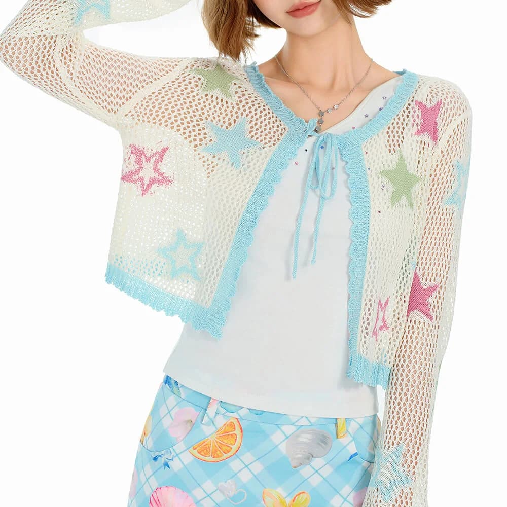 Star Girl Crochet Mesh Cardigan — view 3 Star Girl Crochet Mesh Cardigan — view 3