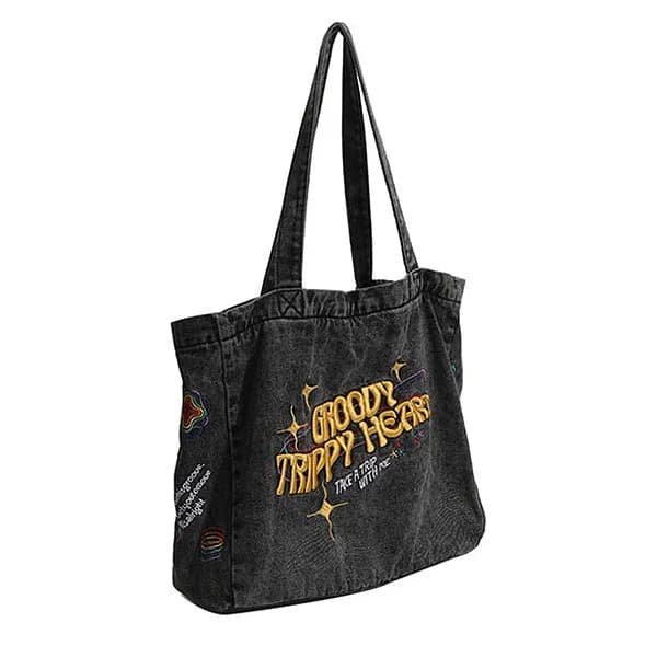 Groovy Trippy Heart Denim Bag — view 2 Groovy Trippy Heart Denim Bag — view 2