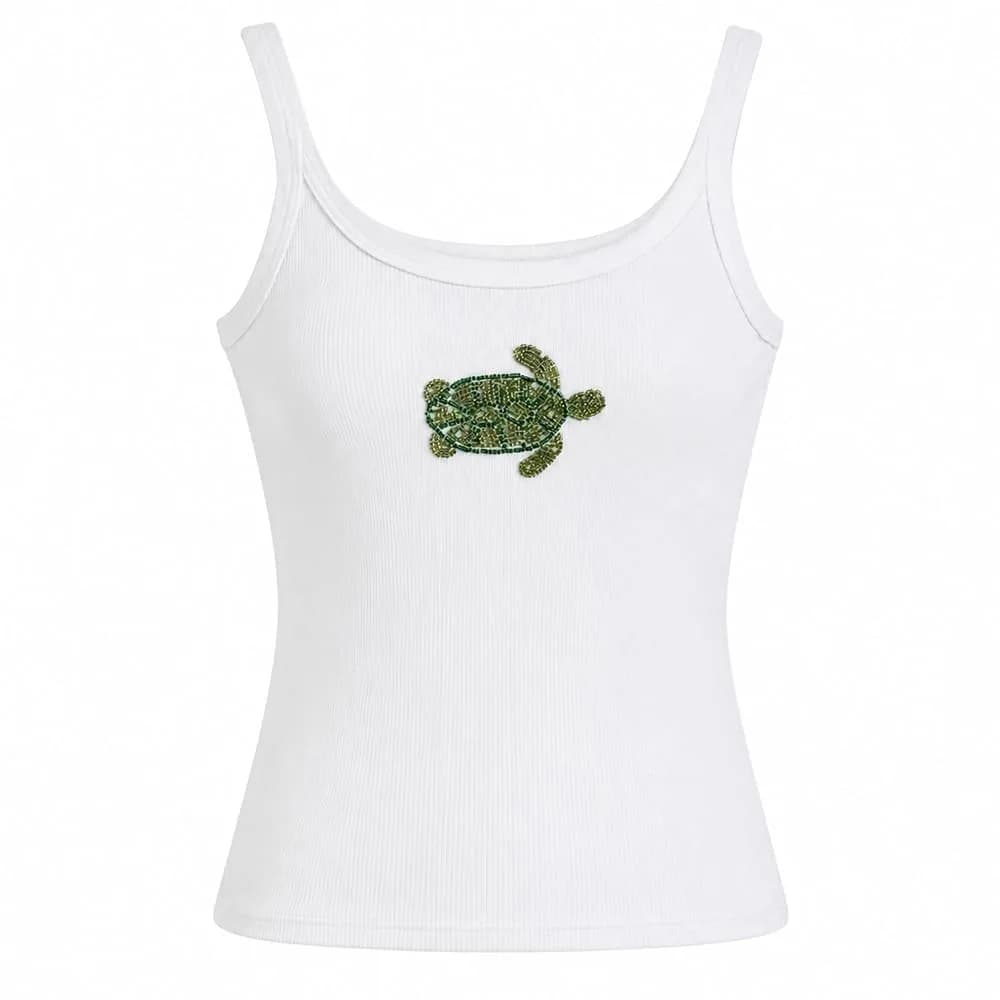Sea Turtle Beaded Patch Tank Top — view 1 Sea Turtle Beaded Patch Tank Top — view 1
