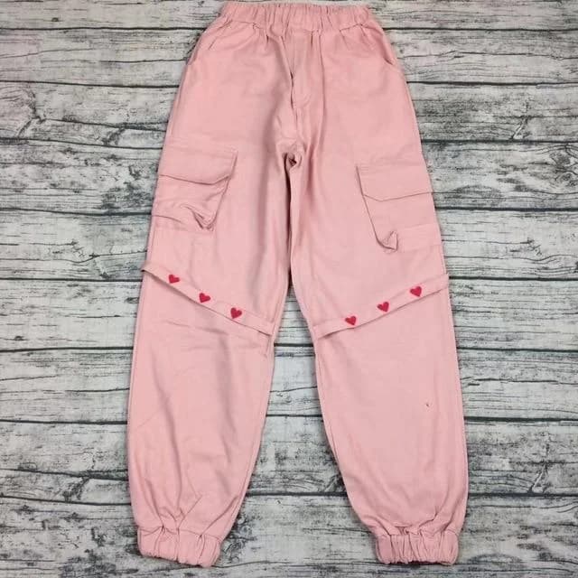 Heart Embroidered Cargo Pants — view 1 Heart Embroidered Cargo Pants — view 1
