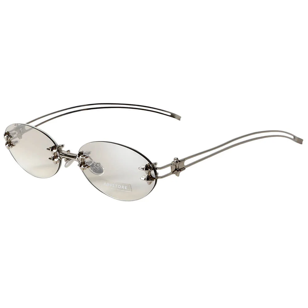 Drama Dealer Oval Rimless Glasses — view 2 Drama Dealer Oval Rimless Glasses — view 2