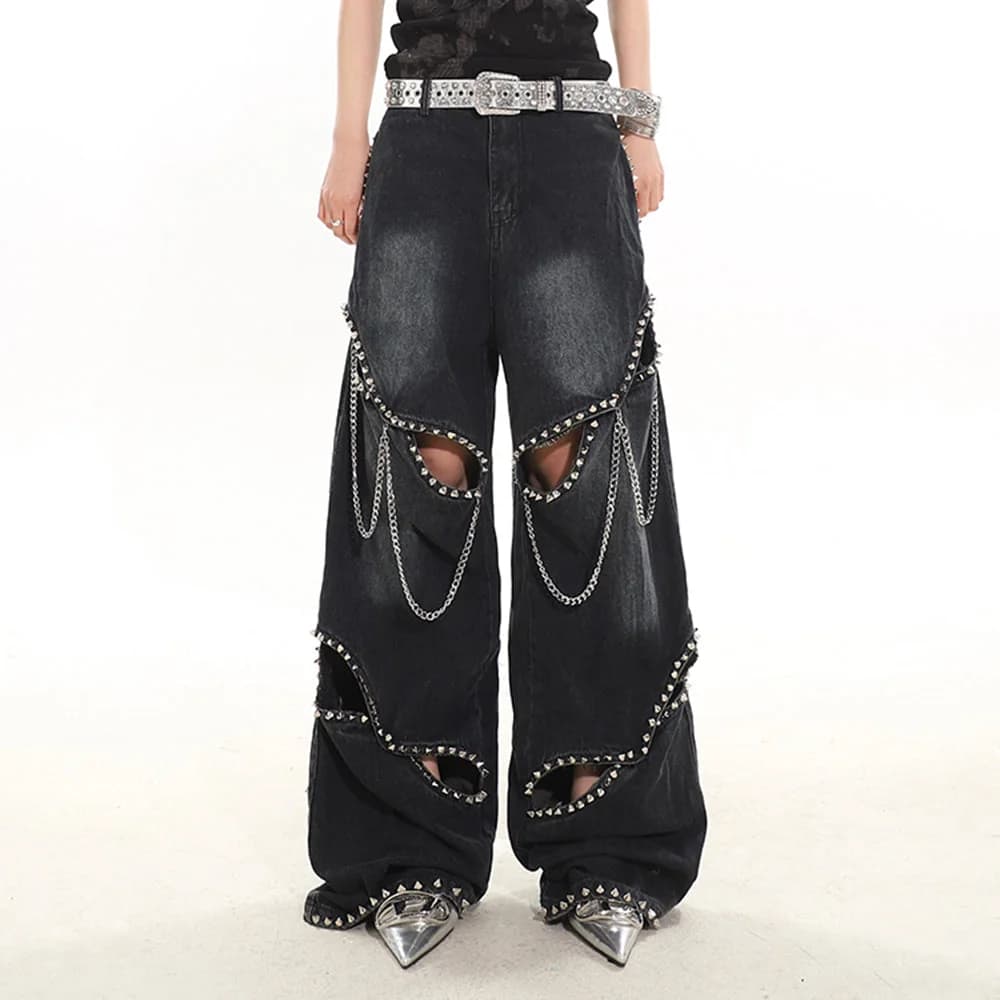 Model Behavior Chain Ripped Jeans — view 2 Model Behavior Chain Ripped Jeans — view 2