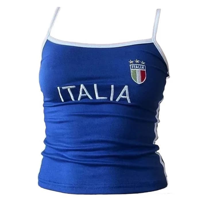 Italia Embroidery Y2K Tank Top — view 1 Italia Embroidery Y2K Tank Top — view 1