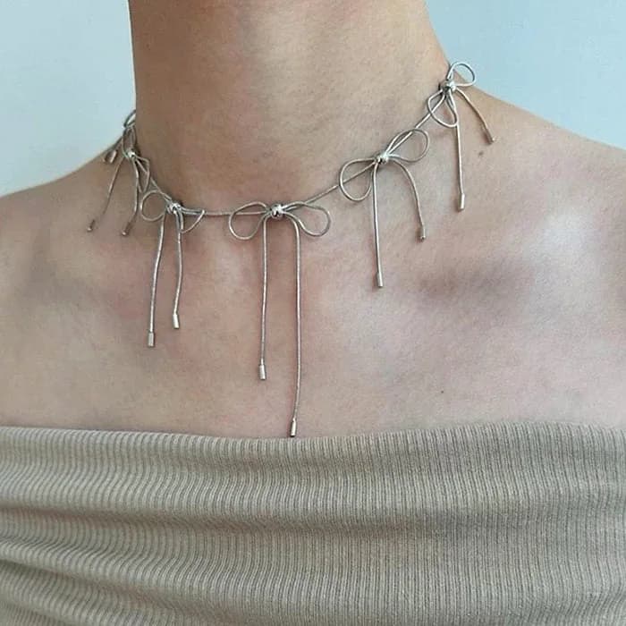 Coquette Bows Choker Necklace — view 2 Coquette Bows Choker Necklace — view 2