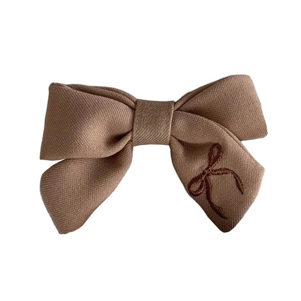 Preppy Bow Embroidery Hair Bow Set — view 2 Preppy Bow Embroidery Hair Bow Set — view 2
