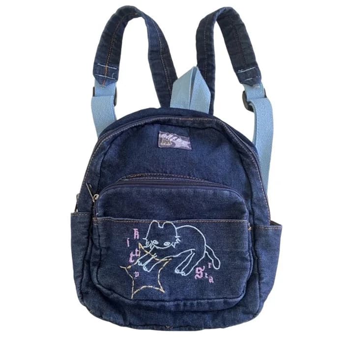90's Aesthetic Denim Backpack — view 2 90's Aesthetic Denim Backpack — view 2
