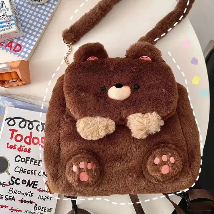 Brown Bear Plush Backpack and Shoulder Bag — view 2 Brown Bear Plush Backpack and Shoulder Bag — view 2
