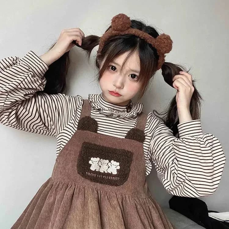 Corduroy Teddy Bear Overalls Dress — view 2 Corduroy Teddy Bear Overalls Dress — view 2