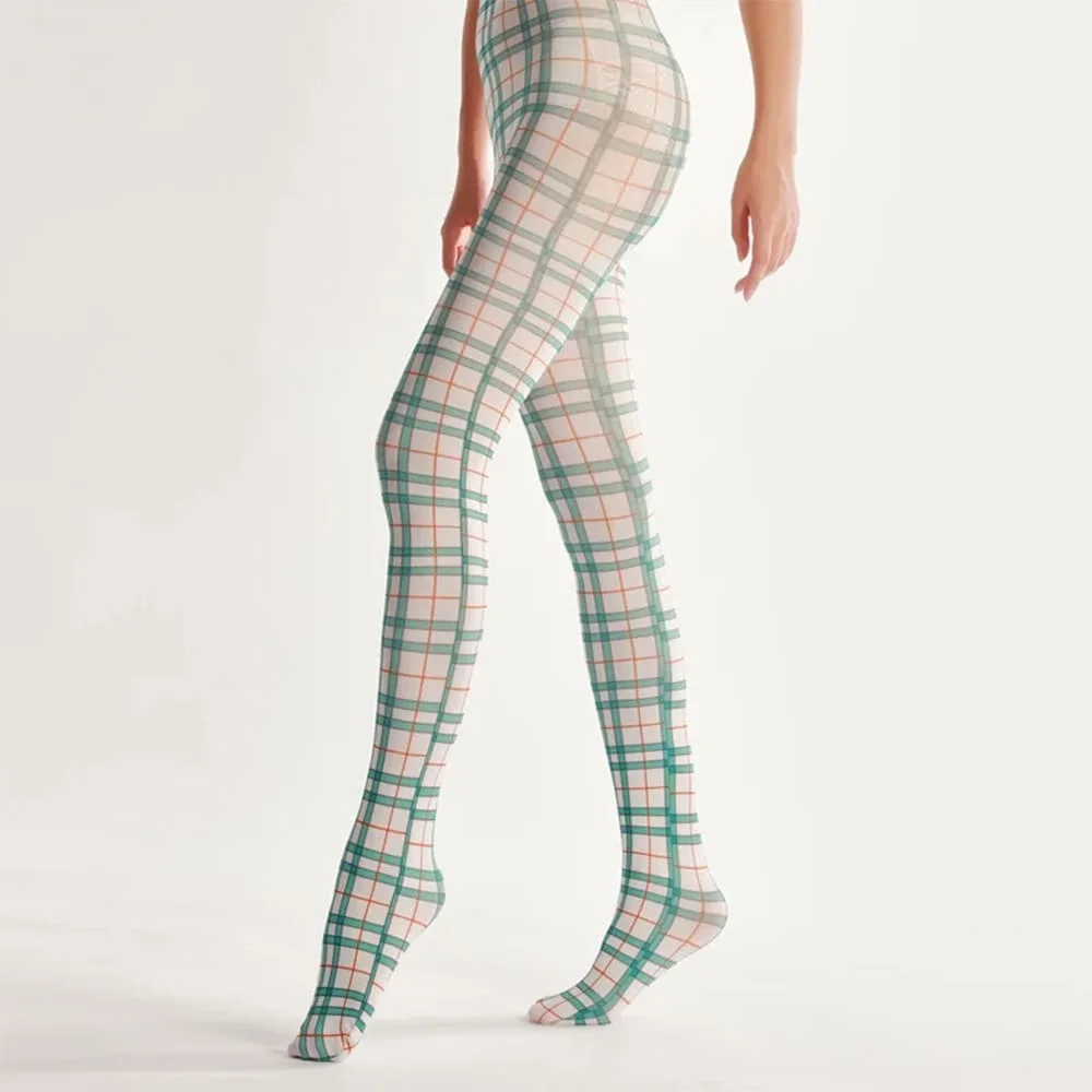Green Plaid Patterned Tights — view 2 Green Plaid Patterned Tights — view 2
