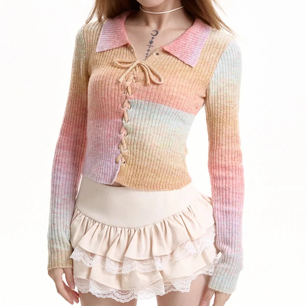 Pastel Rainbow Knit Top — view 2 Pastel Rainbow Knit Top — view 2