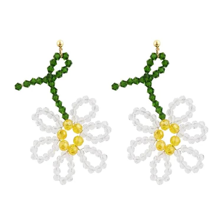 Beaded Daisy Earrings — view 1 Beaded Daisy Earrings — view 1