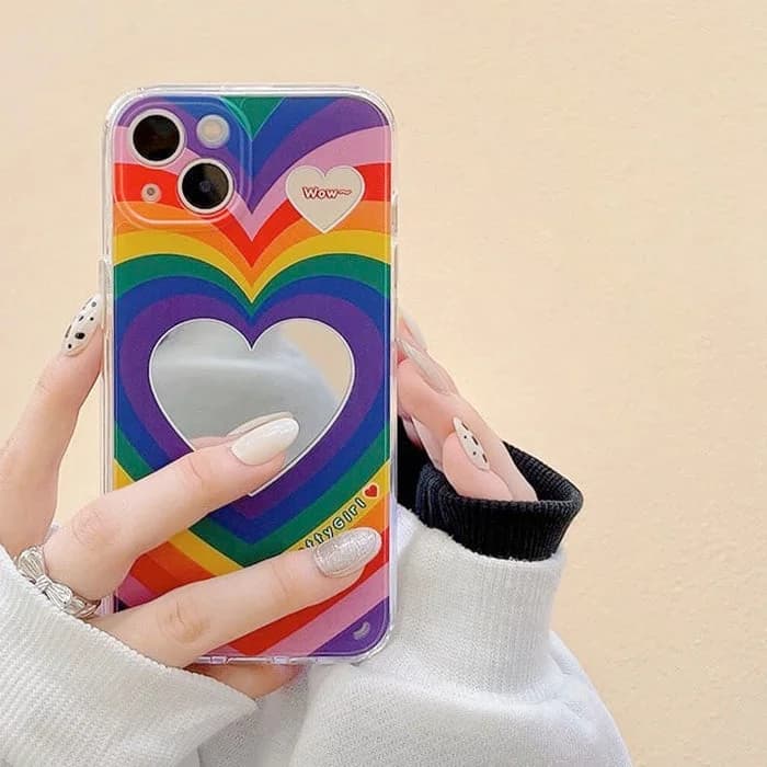 Rainbow Heart Mirror iPhone Case — view 2 Rainbow Heart Mirror iPhone Case — view 2
