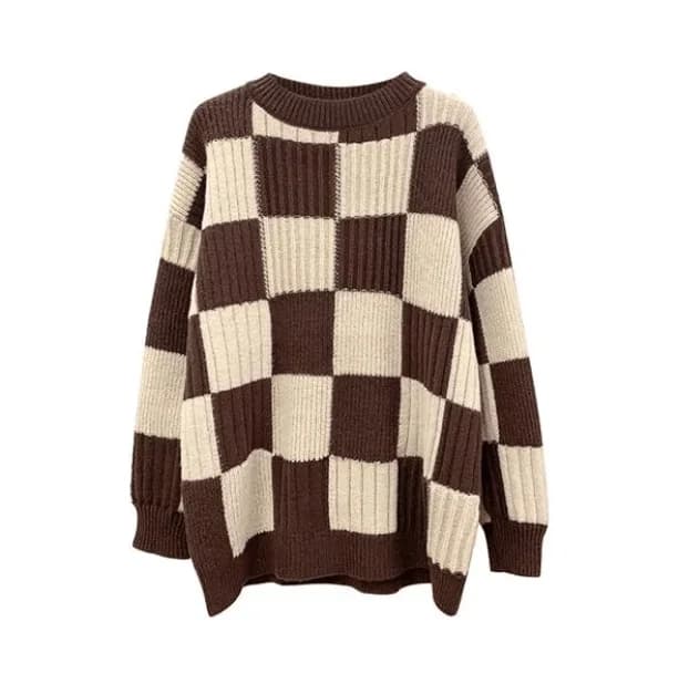 Oversized Checkered Sweater — view 1 Oversized Checkered Sweater — view 1
