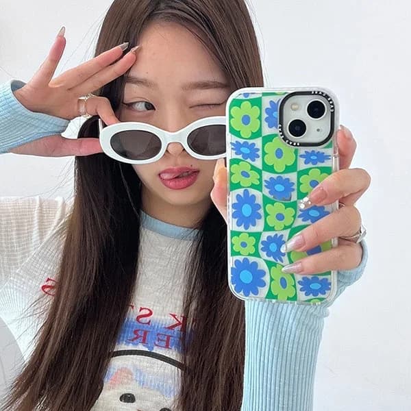 Trippy Flower Checker iPhone Case — view 2 Trippy Flower Checker iPhone Case — view 2