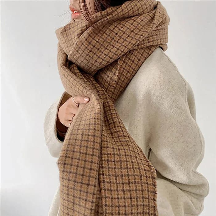 Warm Vibes Plaid Scarf — view 2 Warm Vibes Plaid Scarf — view 2