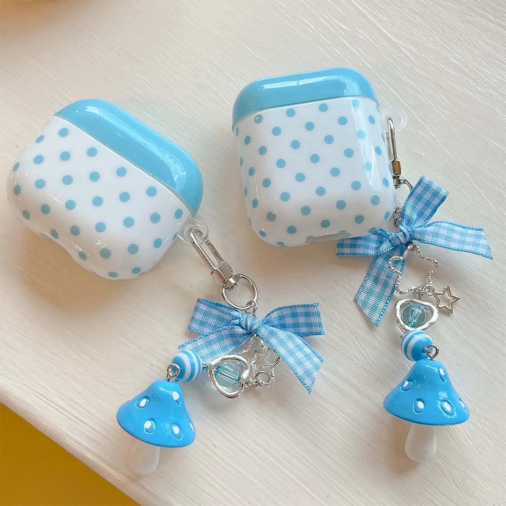 Baby Blue Mushroom AirPods Case — view 2 Baby Blue Mushroom AirPods Case — view 2