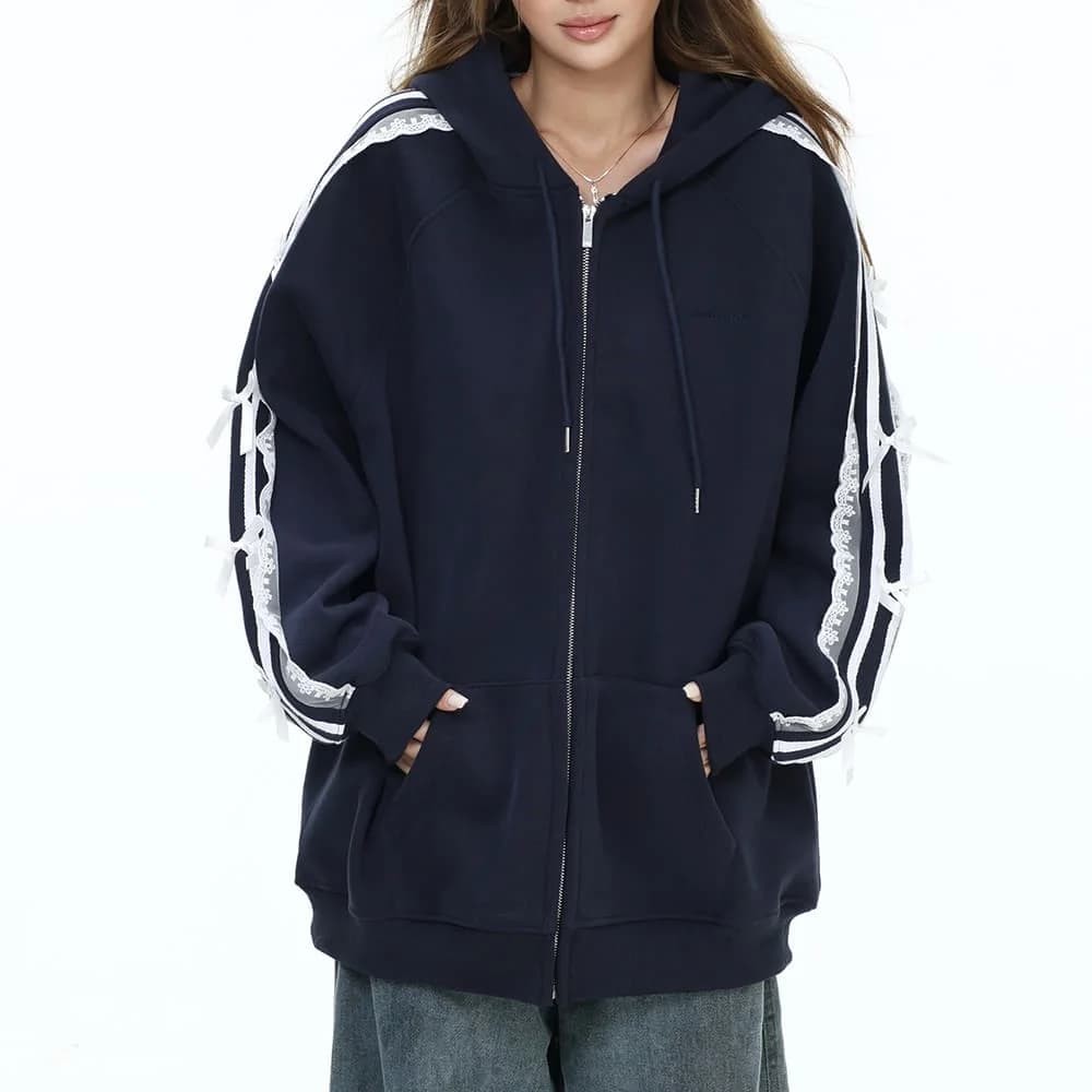 Coquette Lace Sleeve Hoodie — view 2 Coquette Lace Sleeve Hoodie — view 2