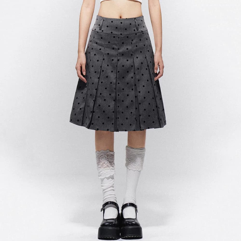 Gossip Team Polka Dot Pleated Skirt — view 1 Gossip Team Polka Dot Pleated Skirt — view 1