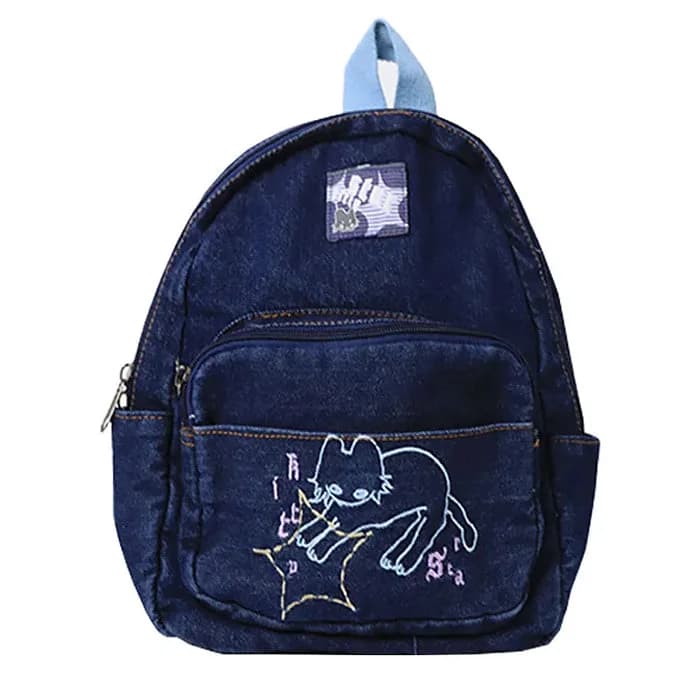 90's Aesthetic Denim Backpack — view 1 90's Aesthetic Denim Backpack — view 1