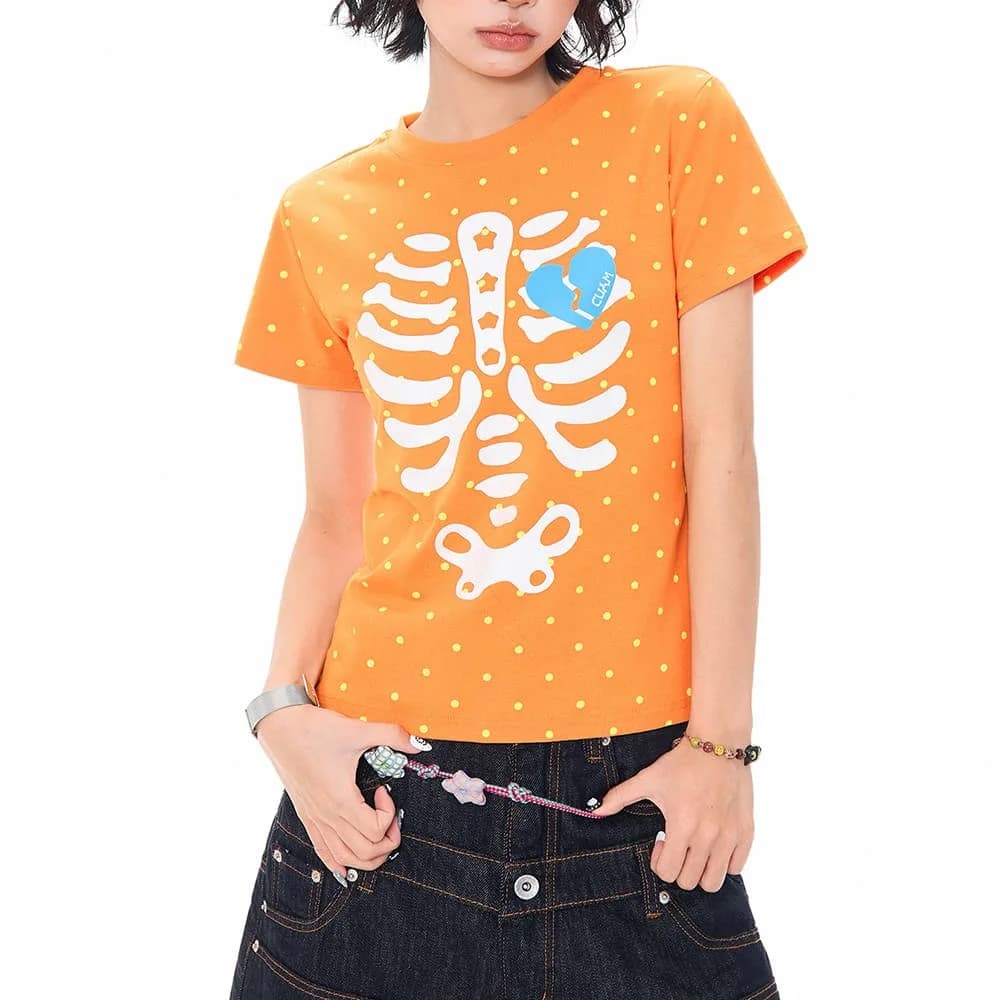 Grunge Skeleton Heart Print T-Shirt — view 3 Grunge Skeleton Heart Print T-Shirt — view 3