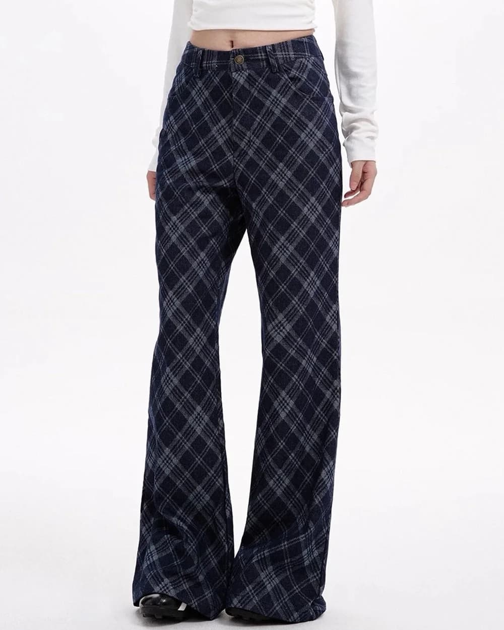 Skippin' School Blue Plaid Pants — view 2 Skippin' School Blue Plaid Pants — view 2
