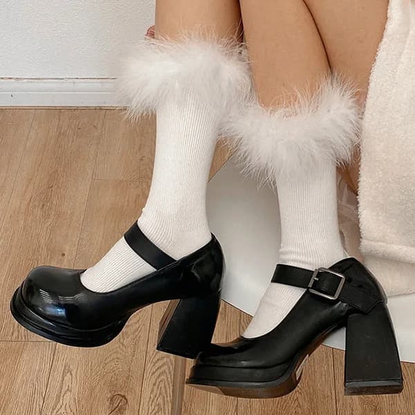 Fluffy High Knee Socks — view 2 Fluffy High Knee Socks — view 2