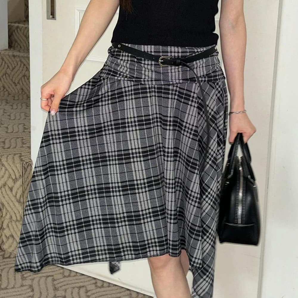Blokette Asymmetrical Plaid Skirt — view 3 Blokette Asymmetrical Plaid Skirt — view 3