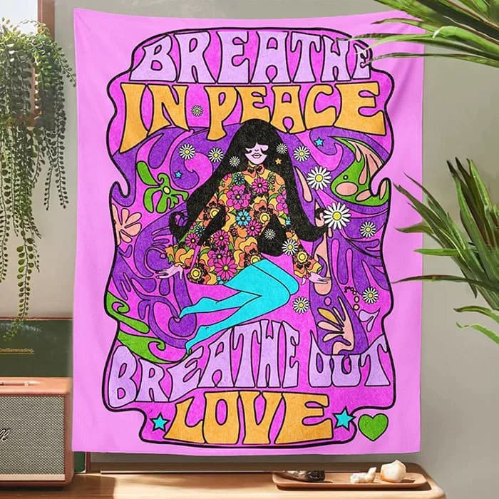 Breathe in Peace Wall Tapesrty — view 2 Breathe in Peace Wall Tapesrty — view 2